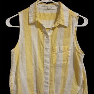 Beachlunchlounge Yellow and White Striped Blouse Top size XS #Spring #Summer